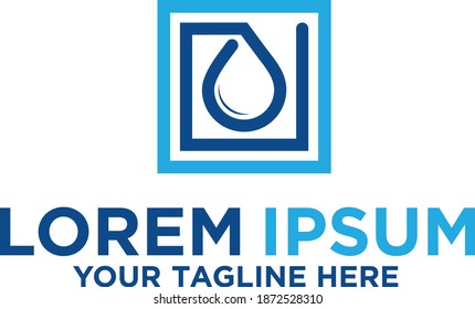 Square drop water logo template