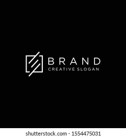 Square E Monogram Letter Logo With Thin Black Monogram Outline Contour. Modern Trendy Square Letter E Logo Design Vector Illustration.