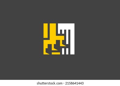 Square eagle claw logo design
