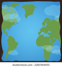 mapa de la tierra cuadrada de las tierras y los continentes