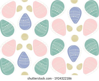 Square Ostergrußkarte mit dekorierten Eiern auf weißem Hintergrund. Eine festliche Bannervorlage mit einem modischen, umrissenen geometrischen Muster mit einer Lichtlinie auf den Ostereiern. Flacher Vektorgrafik-Illustrat