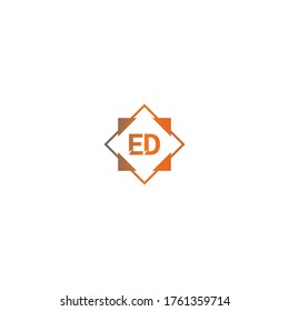 Square ED  logo letters design concept in black and orange color illustration