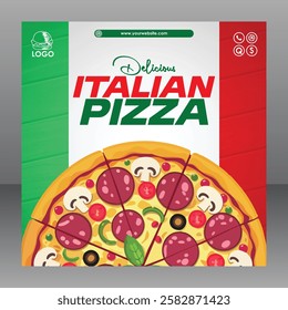 Square Editable Delicious Italian Pizza Food Menu Poster or Flyer For Restaurant And Marketing Purposes, Food Poster, Food Banner, Food Flyer, Restaurant Poster, Restaurant Flyer, Restaurant Banner