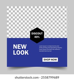 square editable social media banner post template for Digital Marketing or Sale Discount Promotion.