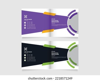 Square Education Brochure Cover Design Annual Report, Vector Template Brochures, Flyers, Presentations, Leaflet