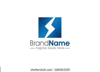 square electricity energy origami style logo