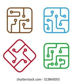 Elemento cuadrado. Colorido conjunto de iconos digitales. Usted puede utilizar en la máquina, chips, electrónica y el concepto de comunicación del patrón