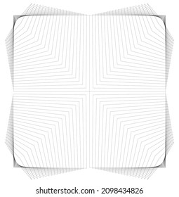 Square Element of lines, Abstract square stripes on white background isolated, Colourful shiny waves with lines