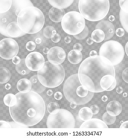 Square element seamless vector background with air bubbles, template of abstract transparent square background air bubbles.