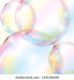 Square element vector background, abstract blue pattern with rainbow air bubbles