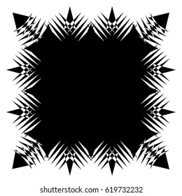 Square element with zig-zag, criss-cross distortion on white. Abstract geometric square shape, square element. Vector illustration.