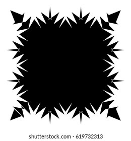 Square element with zig-zag, criss-cross distortion on white. Abstract geometric square shape, square element. Vector illustration.