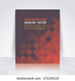 Square Elements Business Concept Minimalist Plygonal Flyer, Brochure Design. Corporate Leaflet, Dark and Red Color Cover Template