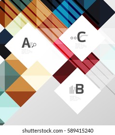 Square elements with infographics and options. Vector template background for print workflow layout, diagram, number options or web design banner