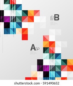 Square elements with infographics and options. Vector template background for print workflow layout, diagram, number options or web design banner