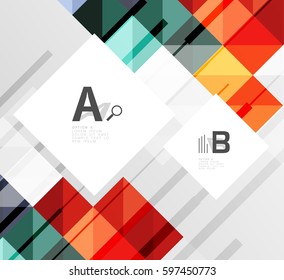 Square elements with infographics and options. Vector template background for print workflow layout, diagram, number options or web design banner