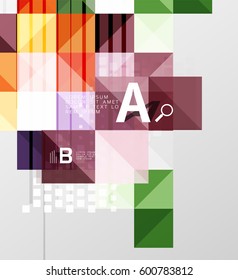 Square elements with infographics and options. Vector template background for print workflow layout, diagram, number options or web design banner