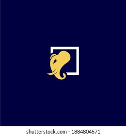 quadratisches Elefantenlogo-Design in Kiste