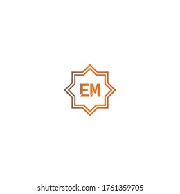 Square EM  logo letters design concept in black and orange color illustration