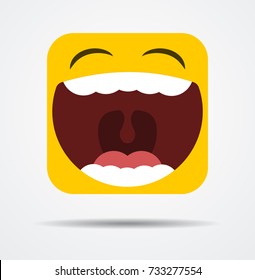 Square emoicon laughing out loud in a flat design