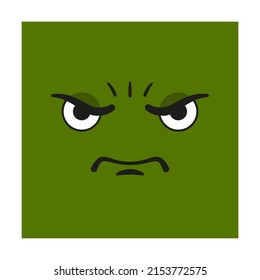square Emoticon with angry, dissatisfied mood and emotion. Cartoon Vector illustration of cute character for avatars
