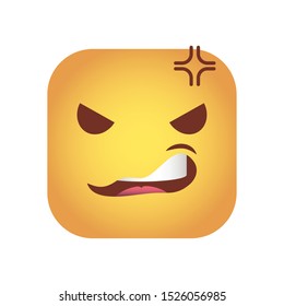 square emoticon angry face character icon vector illustration design