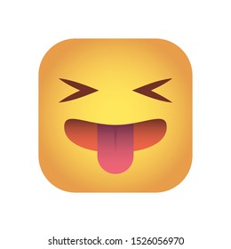 square emoticon crazy face character icon vector illustration design