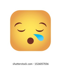 square emoticon crying face character icon vector illustration design