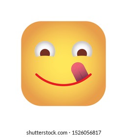 square emoticon delicious face character icon vector illustration design