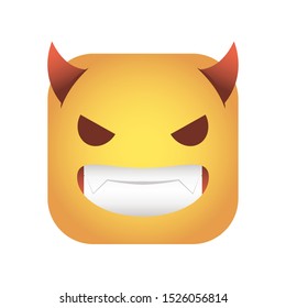 square emoticon devil face character icon vector illustration design