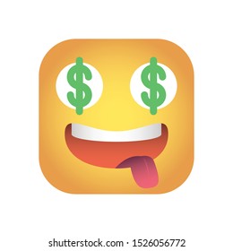 Square Emoticon Dollars Symbols Eyes Face Stock Vector (Royalty Free ...