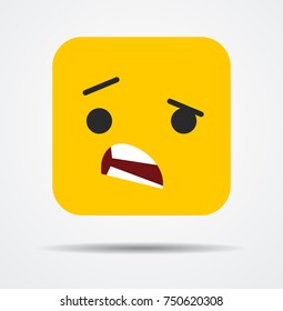 "What?" square emoticon in a flat design