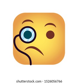 square emoticon with monocular face character icon vector illustration design