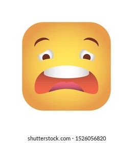 square emoticon sad face character icon vector illustration design