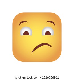 square emoticon sad face character icon vector illustration design