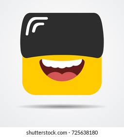 Square emoticon with VR in a flat design