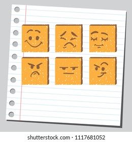 Square emoticons face expressions ( set two )