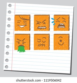 Expresiones de la cara de emoticonos cuadrados ( set seis )
