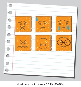 Square emoticons face expressions ( set five)