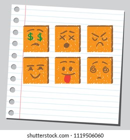 Square emoticons face expressions ( set four )