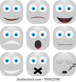 Square emoticons set.