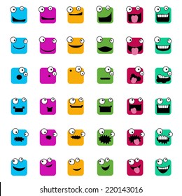 Square emoticons - vector illustration