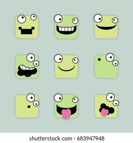 Square emoticons - vector illustration