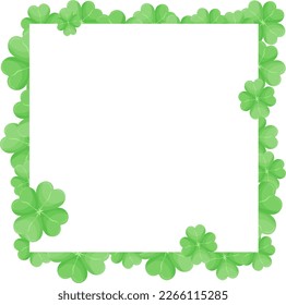 Square empty frame with clovers. St. Patrick's Day design for a festive banner, greeting card, invitation, flyer. Vector illustration.