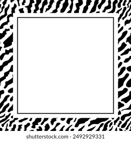 Square empty frame on white background. Black spots. White and black colors.