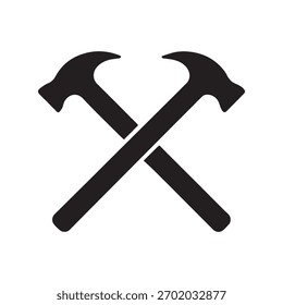 Logotipo cruzado del martillo del extremo cuadrado que muestra estilo moderno fuerte del diseño del Industrial