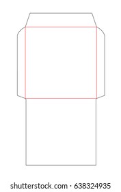 Square envelope die cut template for card, invitation, cd drive. Stamp. Vector black isolated circuit envelope.