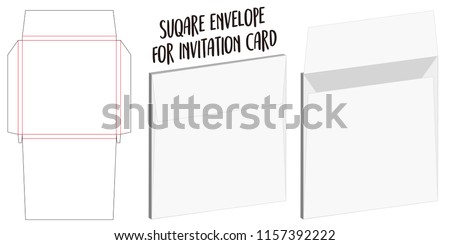 square envelope for invitation card dieline mockup