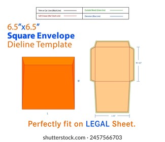 Square Envelope W  6.5, L 6.5 Inches Dieline Template. Catalog envelopes are typically larger envelopes used for sending documents, catalogs, booklets, brochures, or any other similarly sized items