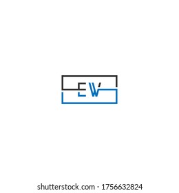 Square EW logo letters design concept in black and blue colors